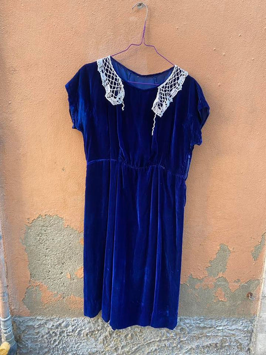 Abito velluto blu