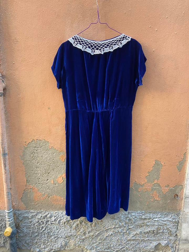 Abito velluto blu