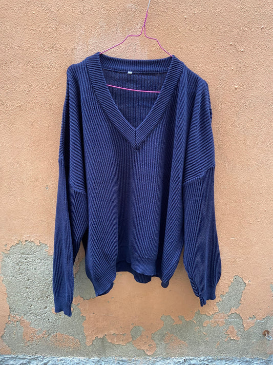 Maglione coste blu