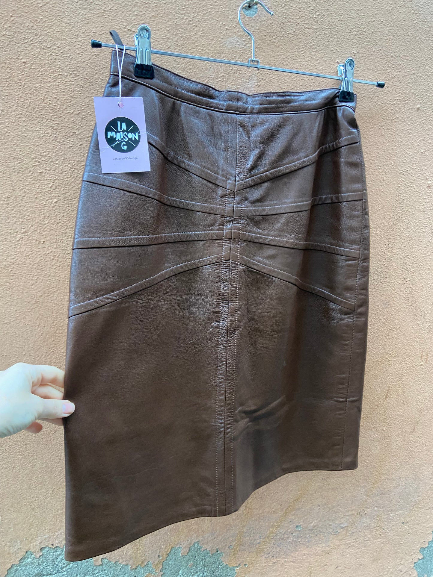 Gonna in pelle marrone