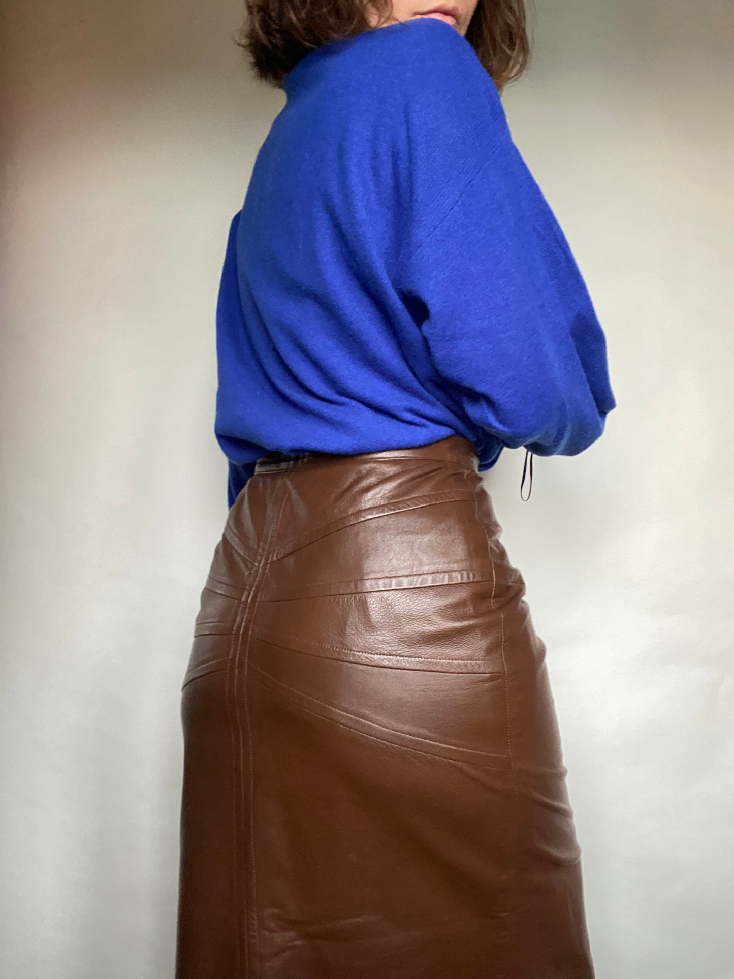 Gonna in pelle marrone