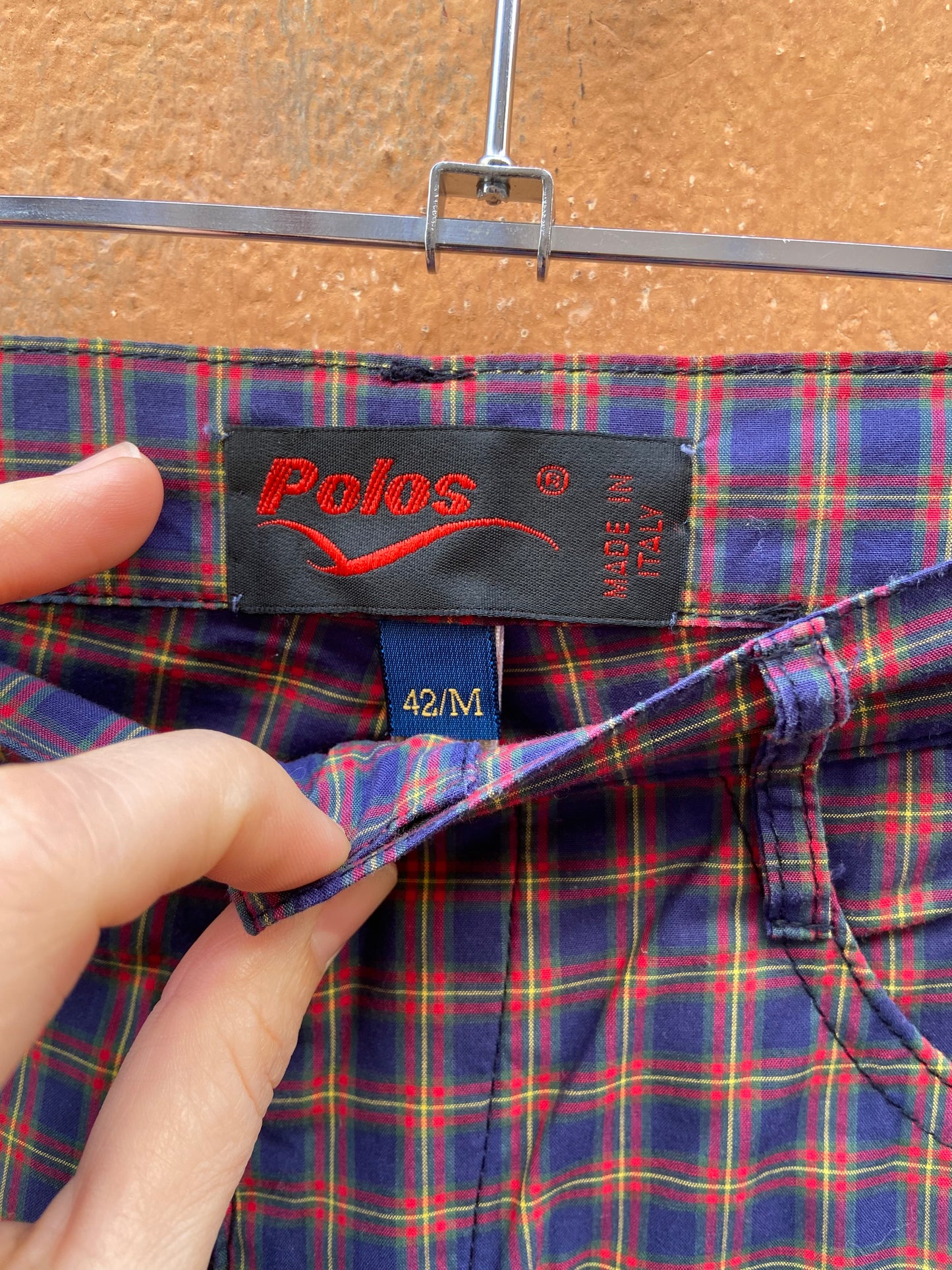 Pantalone quadretti blu rosso