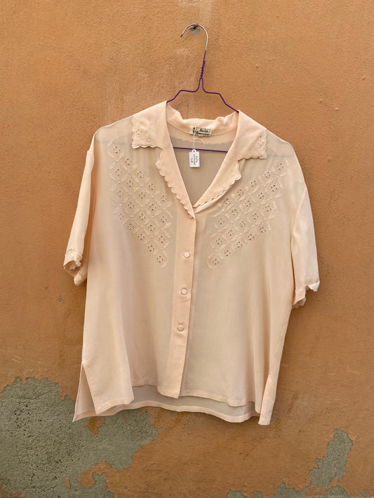 Camicia seta rosa pesca