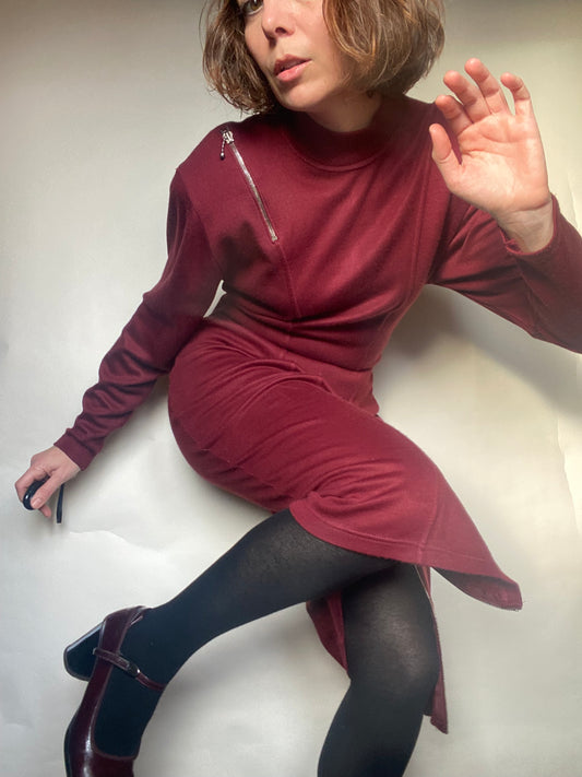 Abito 80s bordeaux