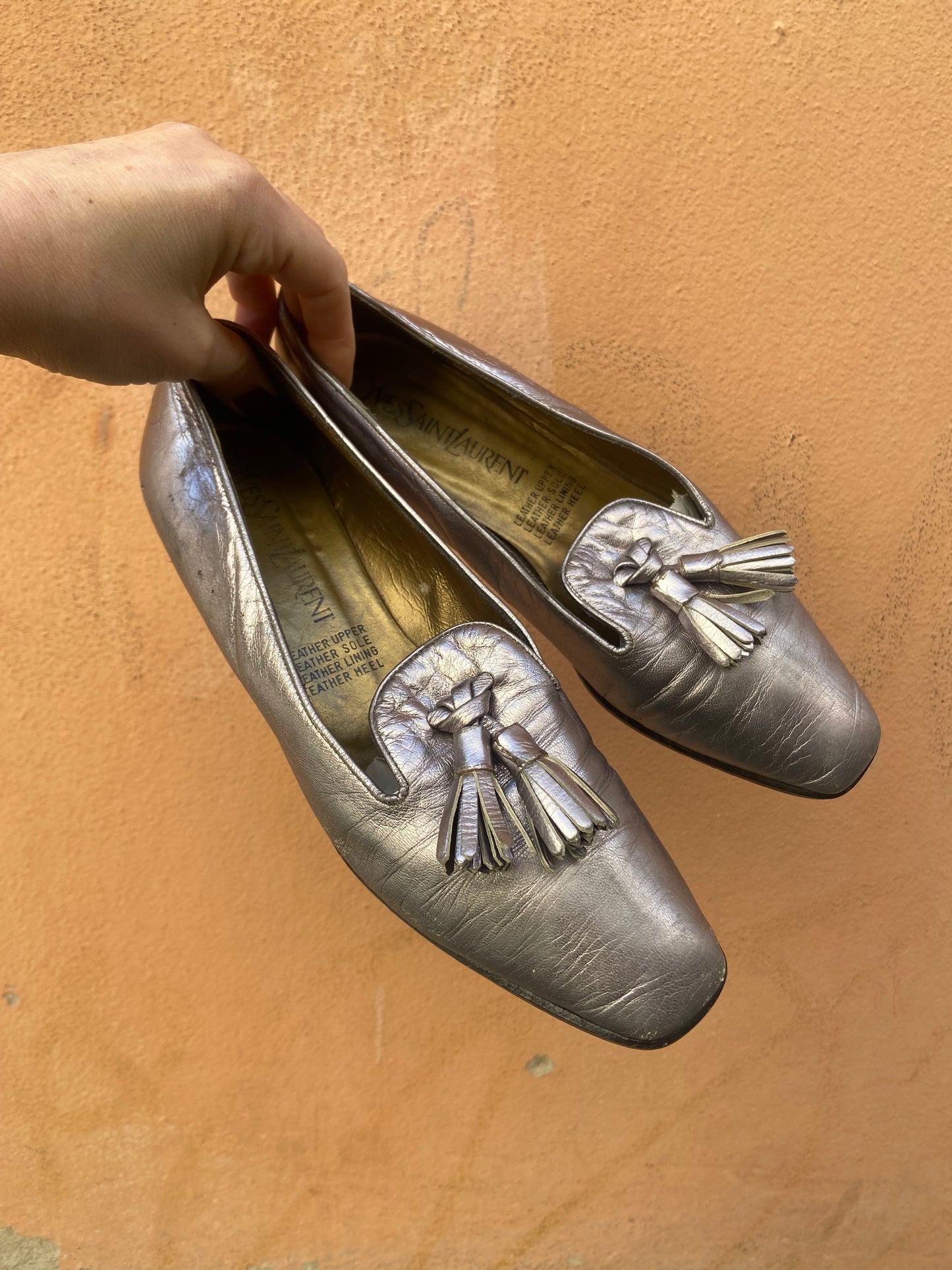 Mocassino argento YSL 38