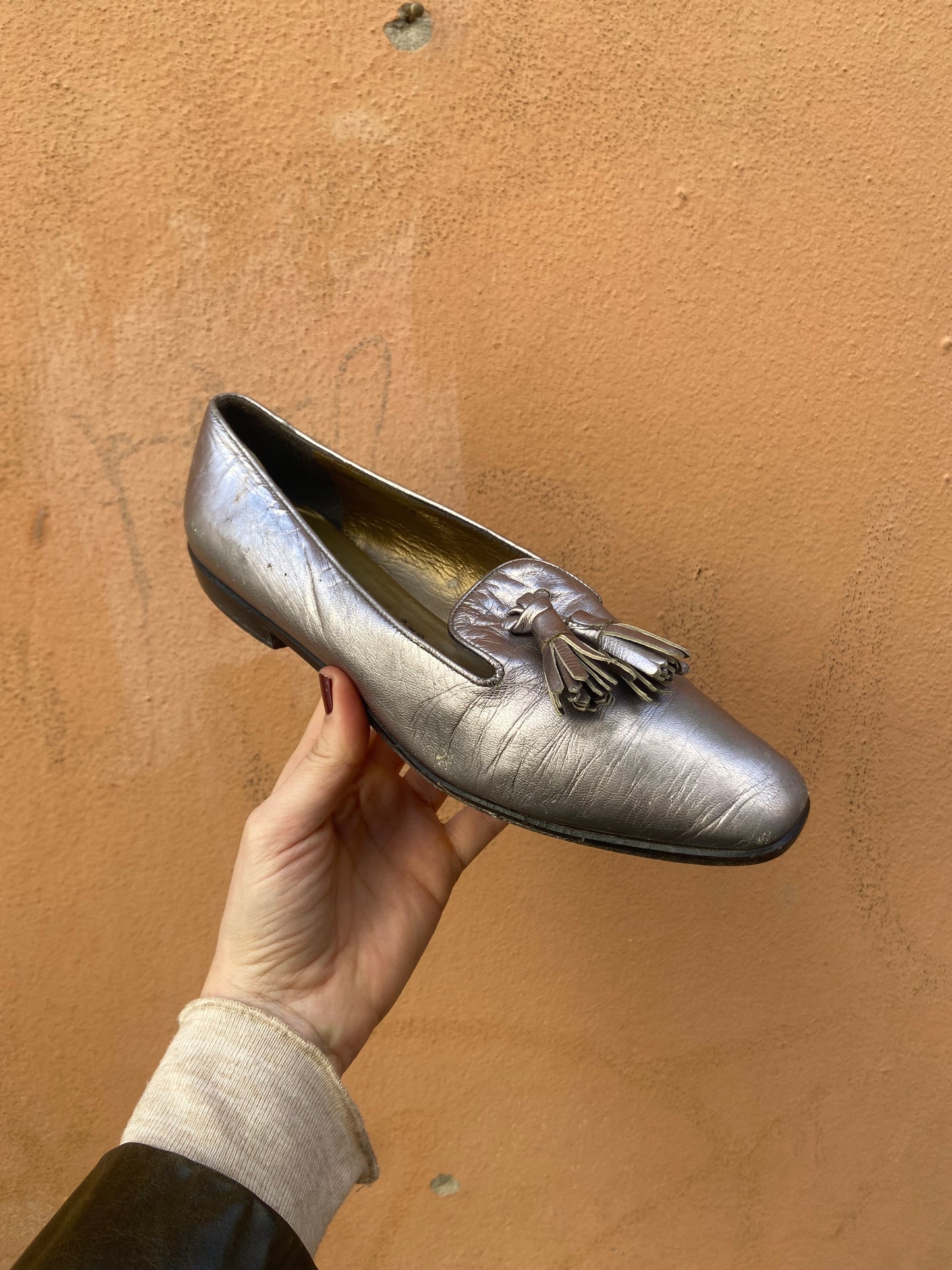 Mocassino argento YSL 38