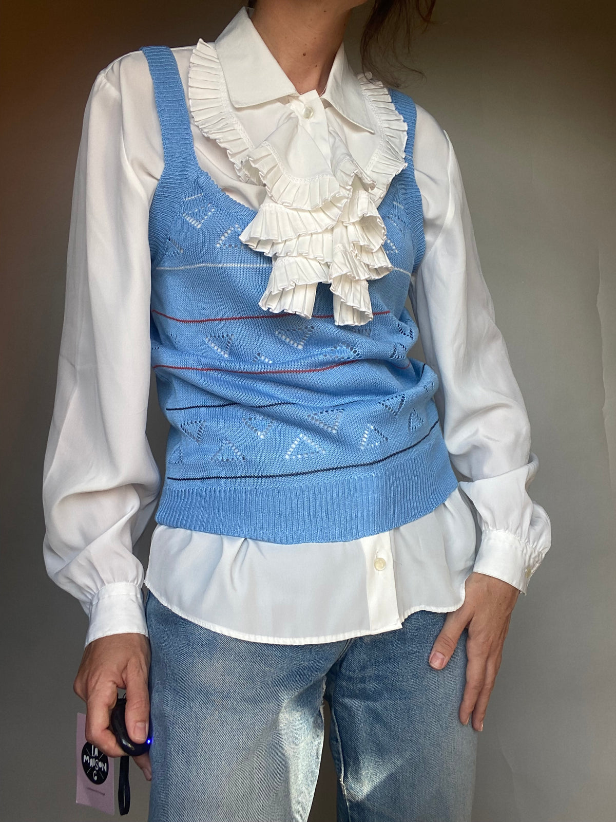 Top azzurro 70s