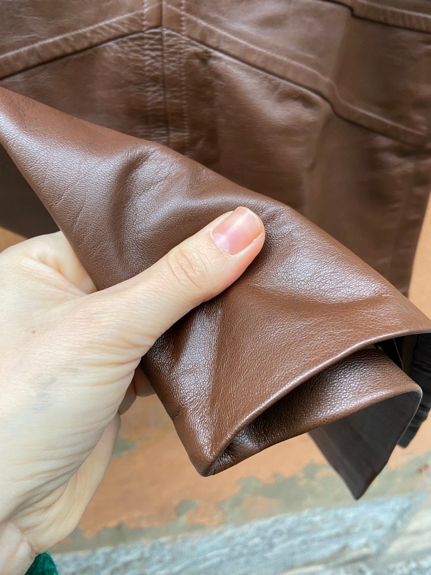 Gonna in pelle marrone