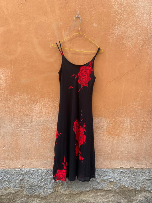Slip dress floreale nero