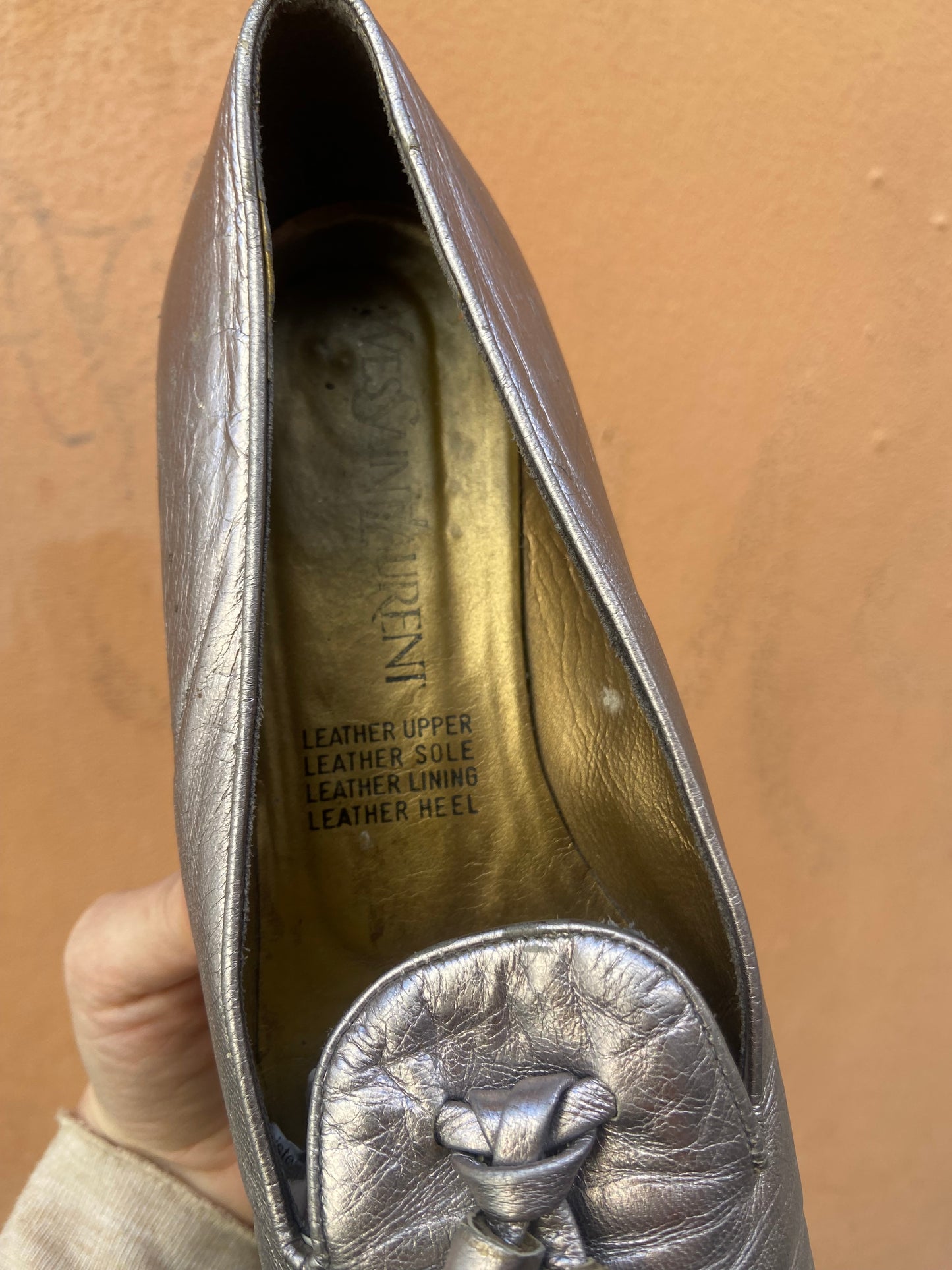 Mocassino argento YSL 38