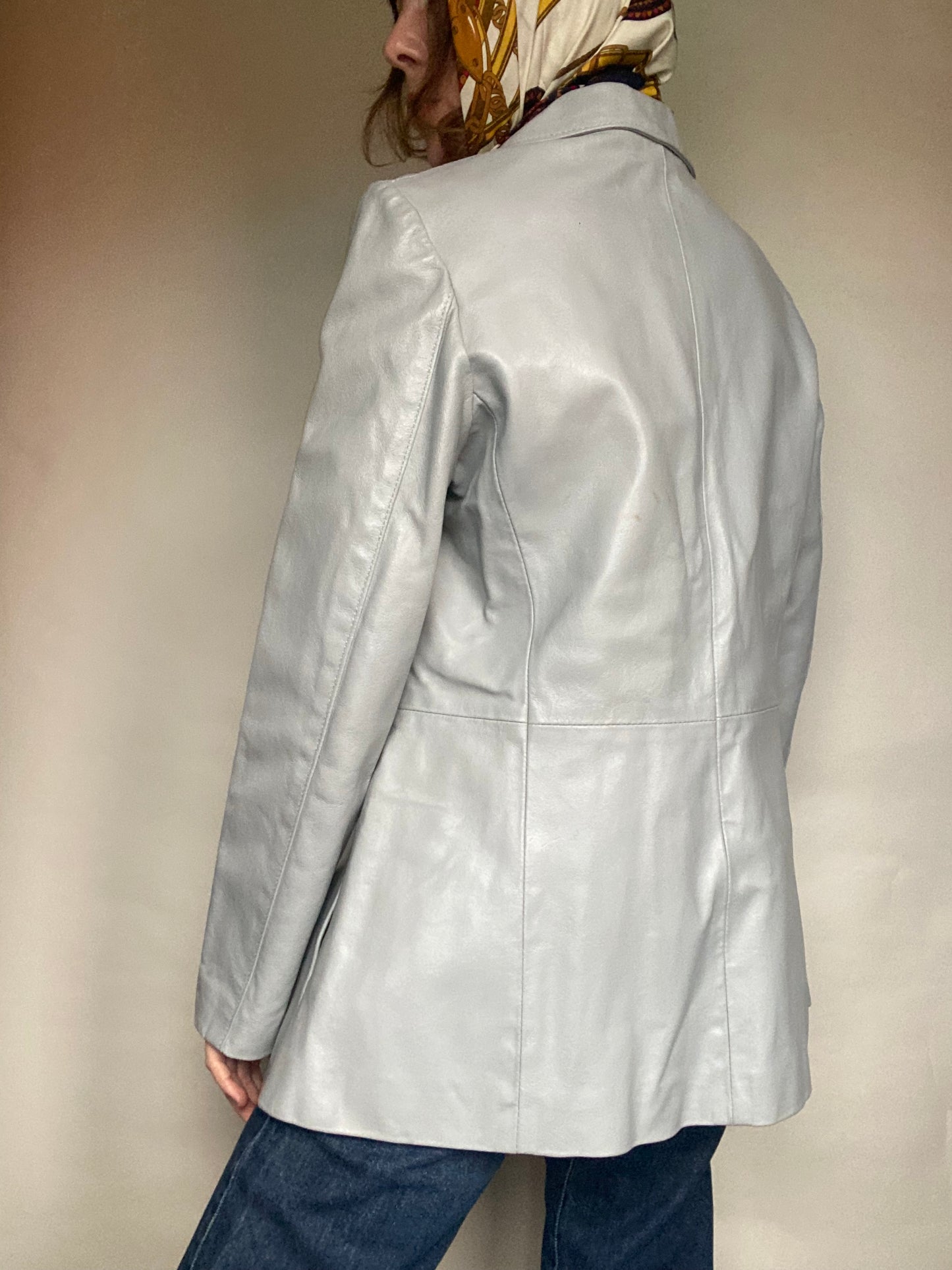 Giacca grigia in pelle 70s