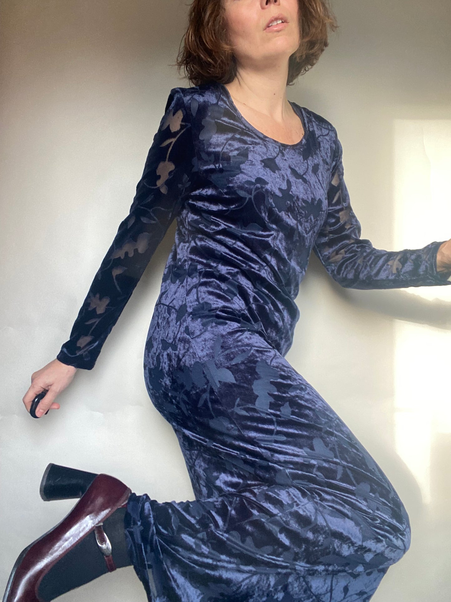 Abito lungo velluto damascato