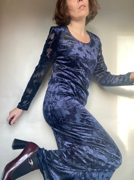 Abito lungo velluto damascato