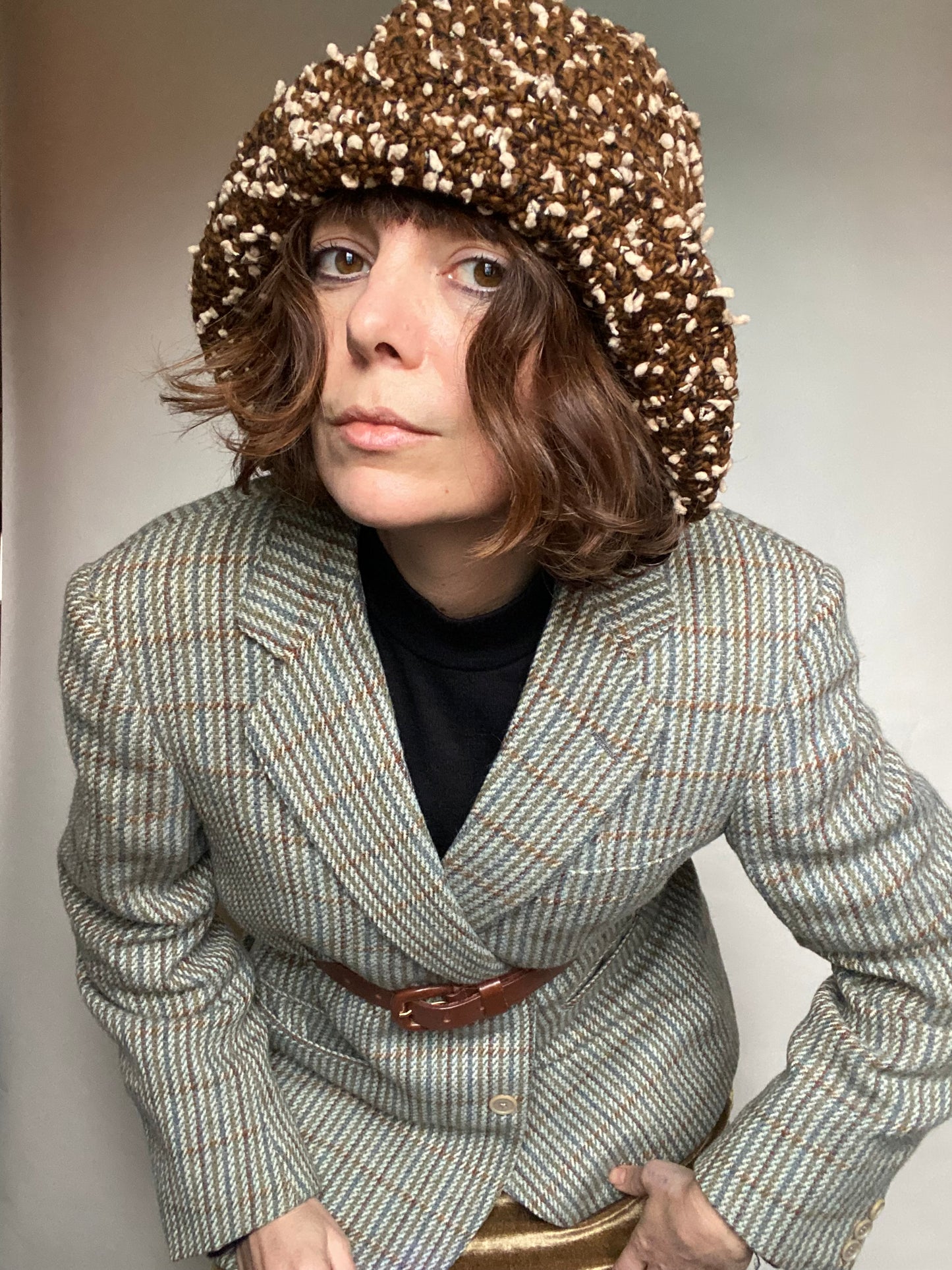 Cappello buclé, misto, lana, morbido