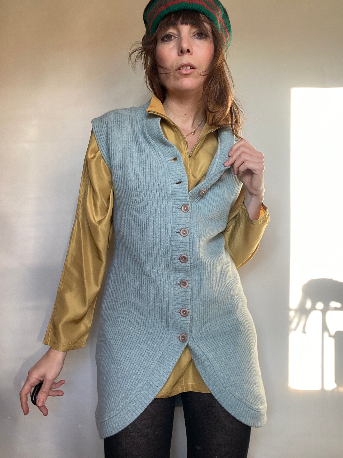 Gilet lungo azzurro