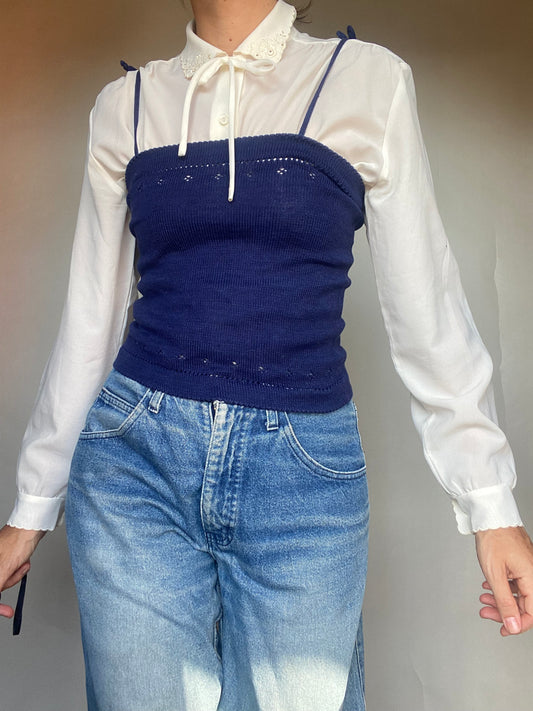 Top in maglia blu