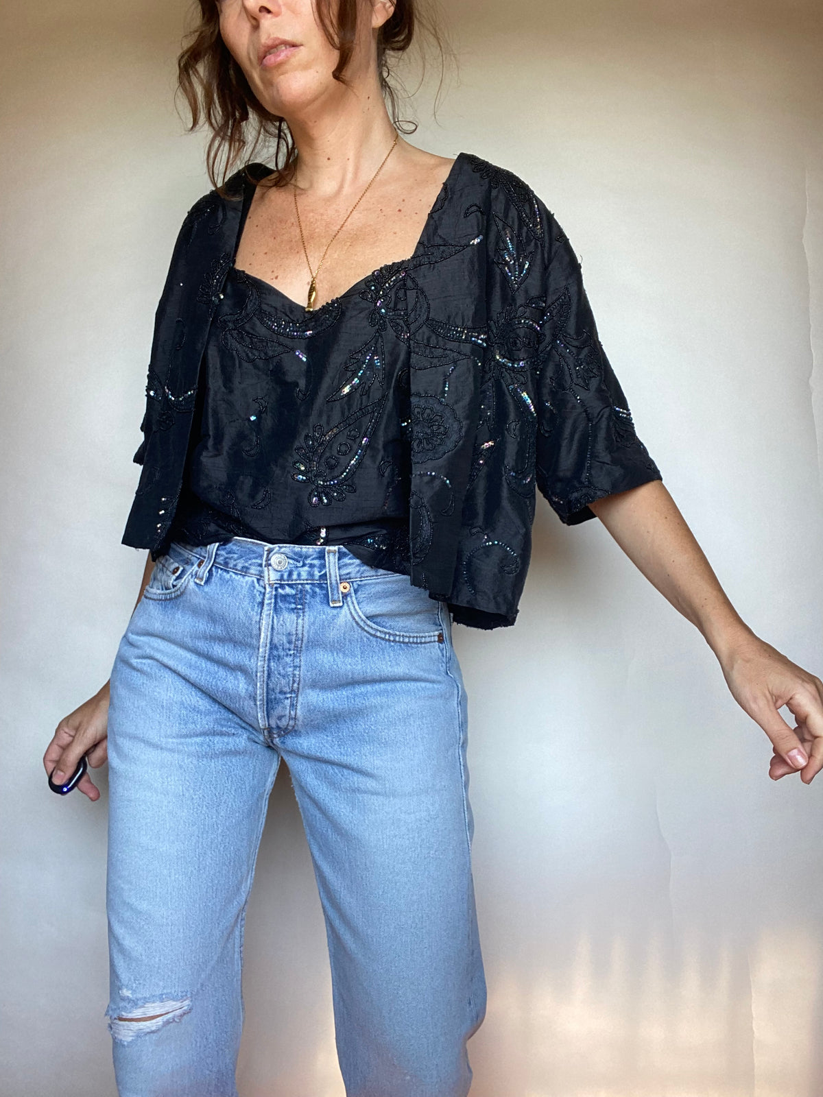 Twinset sartoriale con pailettes