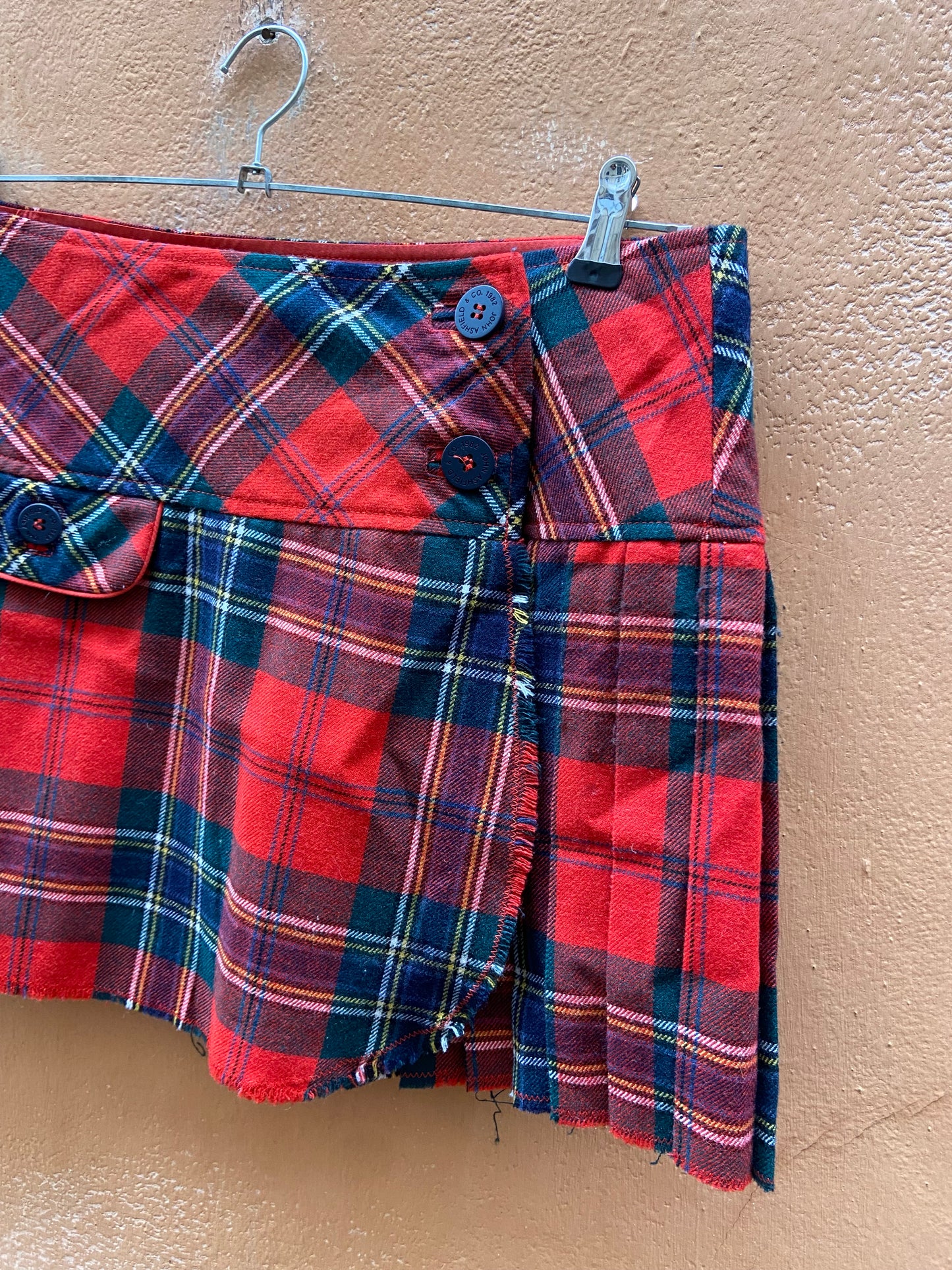 Mini tartan rosso vita bassa